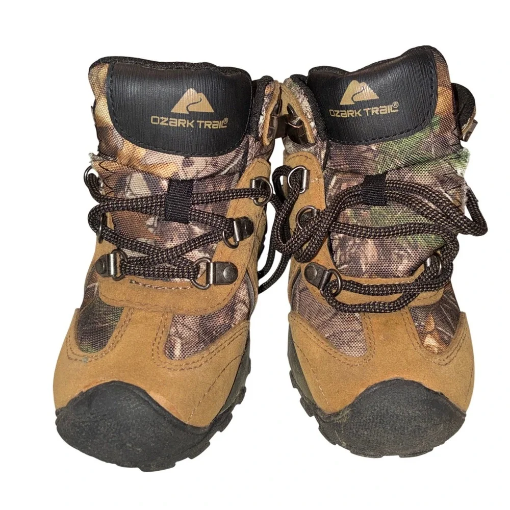 Ozark Trail Youth Camo Hiking Boots Tan Brown Camouflage Size 12 YTH Outdoor